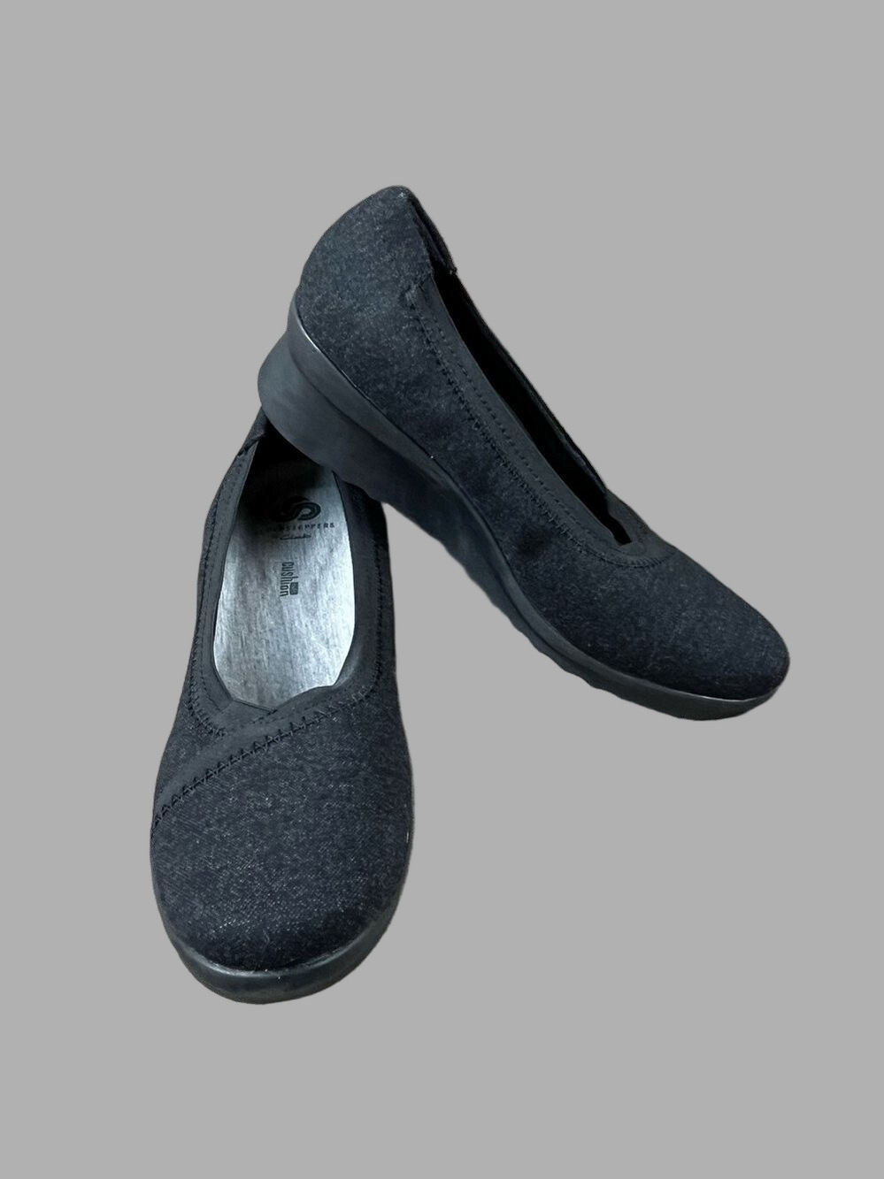 CLARKS CloudSteppers Caddell Dash Black WedgeSlip On Comfort Size 6.5 NIB